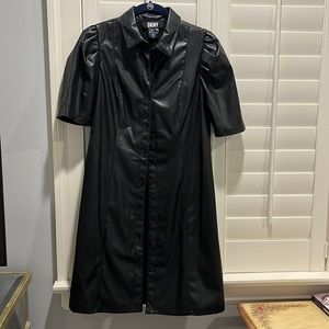 Dkny faux leather shirt dress